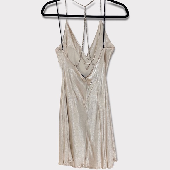 Forever 21 Dresses | Satin Chain-Strap Mini Dress | Medium | Champagne - Picture 5 of 9